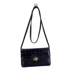 Jay Herbert Crossbody Bag Womens Small Purple Excellent Mock Croc Leather NY